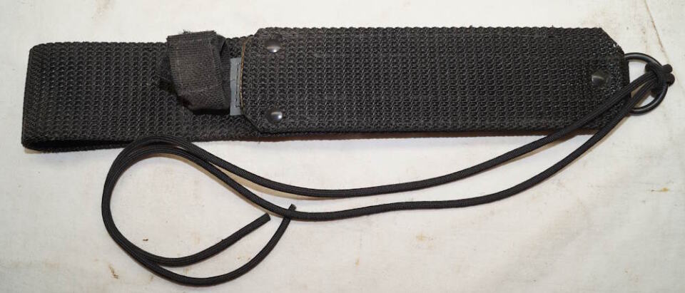 EK black nylon web Commando knife sheath with leg tie and internal stiffener.
