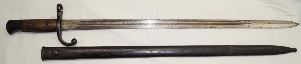 M1889 LONG Fortifications bayonet with scabbard.