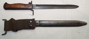 M1956 bayonet with scabbard and integral frog.