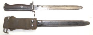 M1956 bayonet with scabbard and integral frog.
