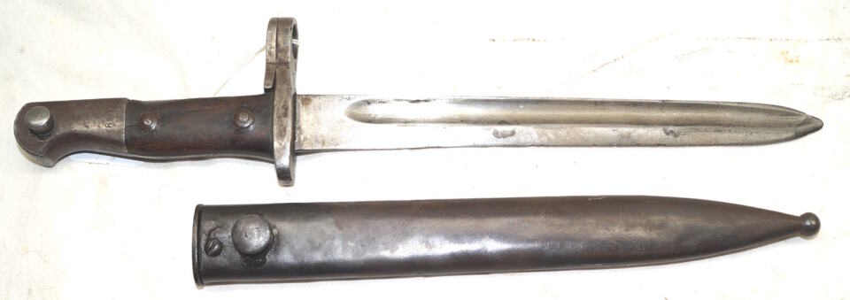 M1887 bayonet with scabbard converted M35 then converted to M1 Garand.