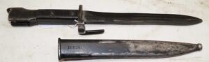 Type A FAL bayonet with scabbard .