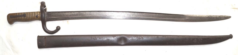 M1867 Rolling Block brass hilted yataghan bayonet with M66 Chasspot scabbard.