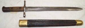 M1891 Carcano bayonet with brass bound leather scabbard