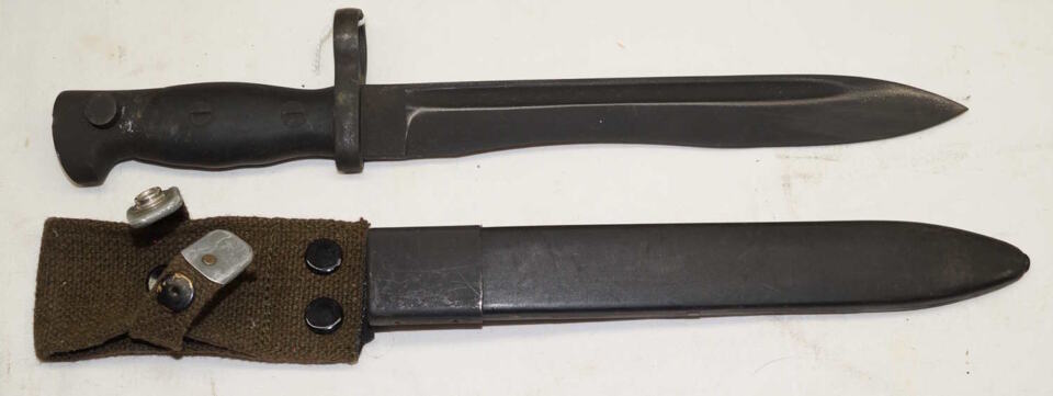 M1969 CETME bolo bayonet with scabbard.