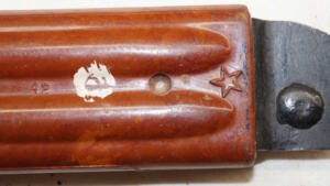 6X4 AKM Type II bayonet with scabbard TULA STAR MARKED Purported to have come from Afghanistan but I have no provenance.