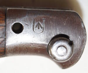 P1907 bayonet with scabbard SANDERSON 10/18 no rehab marks Sideways U arrow on pommel