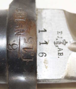 M1896 bayonet with scabbard and repro frog.
