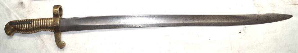 M1861 Spencer Navy Brass Hilted yatghan bayonet COLLINS & CO HARTFORD CONN Blade remains unsharpened.