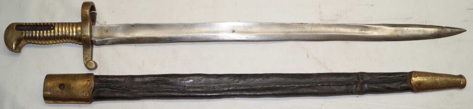REPRODUCTION Brass Hilted yataghan bayonet with scabbard