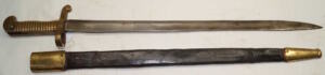 REPRODUCTION Brass Hilted yataghan bayonet with scabbard