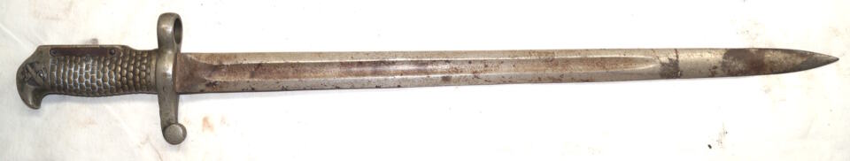 M1870 Navy Rifle brass hilted bayonet AMES MFG CO CHICOPEE MASS USN CGS 1876 Hilt was plated with something like silver or pewter.