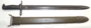 M1905 bayonet with M3 scabbard RIA 1906 US WWII reworked then Greek re-issued and refinished with typical Greek black finish and Greek repair to scabbard tip.