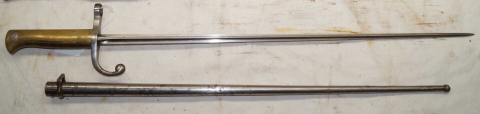 M1900 Cruciform bayonet with correct unmarked scabbard.